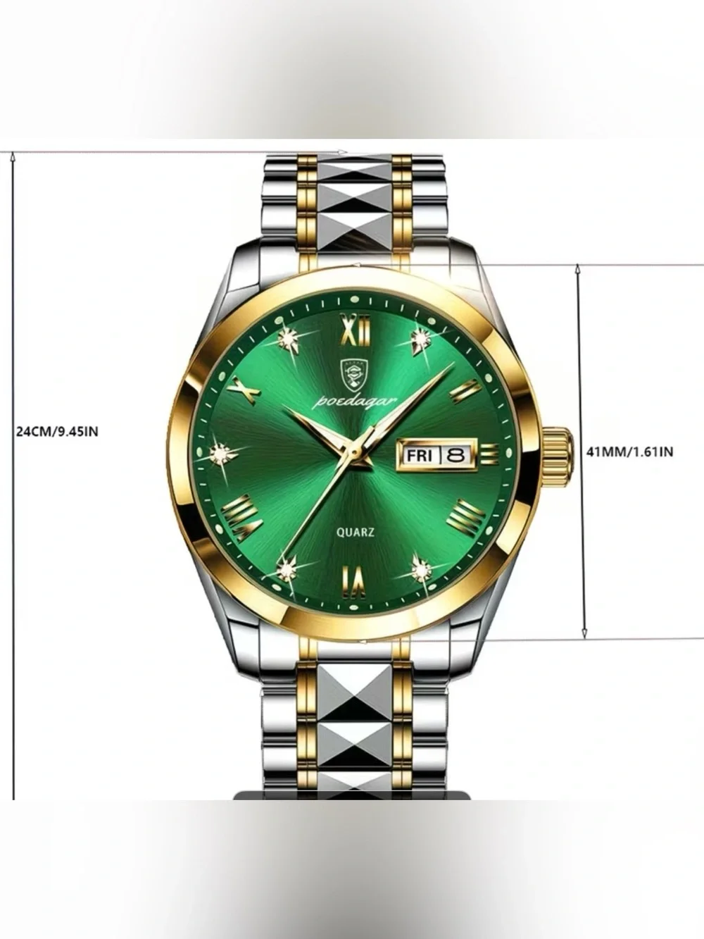 POEDAGAR Leisure Trend Quartz Watch Luminous Calendar Men's Watch Green Dial new